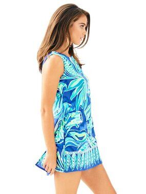 Lilly Pulitzer Blue & Aqua Floral Skirted Donna Romper Size 4 NWOT